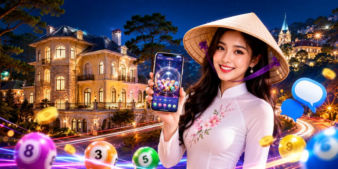 Không khí giải trí trực tuyến tại Đà Lạt – người dùng thư giãn với điện thoại bên chiếc nón lá
